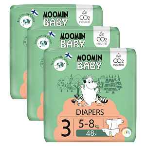 MOOMIN Baby 3 eko pleny měsíční balení midi 5-8 kg 144 kusů