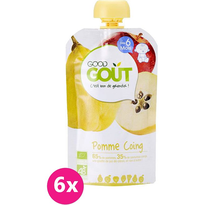 6x GOOD GOUT BIO Ovocné pyré bez lepku - Jablko-dula 120 g