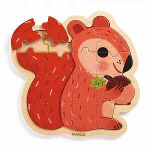 Djeco Dřevěné puzzle Puzzlo Veverka