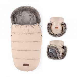 Petite&Mars Set zimní fusak Comfy 4v1 + rukavice na kočárek Furry Rose Petal