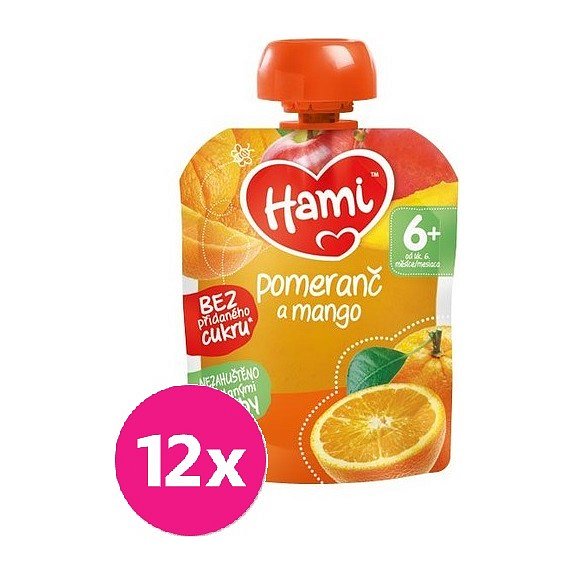 12x HAMI XXL ovocná kapsička Pomeranč a mango 90 g, 6+