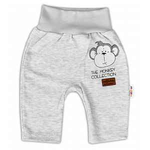 Baby Nellys Bavlněné tepláčky Monkey - sv. šedý melírek vel.  68