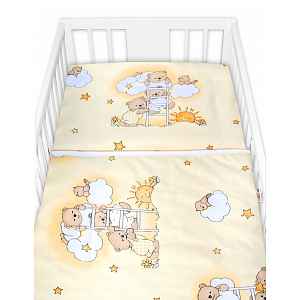 Baby Nellys Mantinel s povlečením Premium, 3D sada, Medvídek na žebříku, žlutý, 120x90 cm
