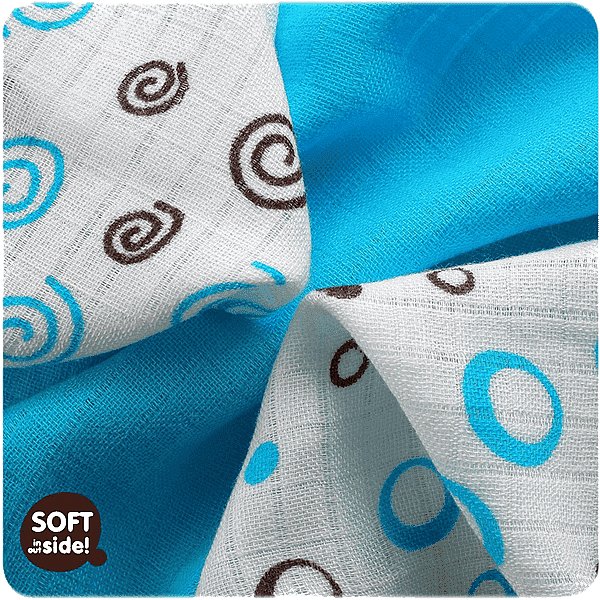 KIKKO Bambusové ubrousky Spirals&Bubbles 30x30 (9 ks) – cyan