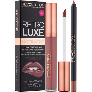 Makeup Revolution Retro Luxe matná sada na rty odstín Echelon 5,5 ml
