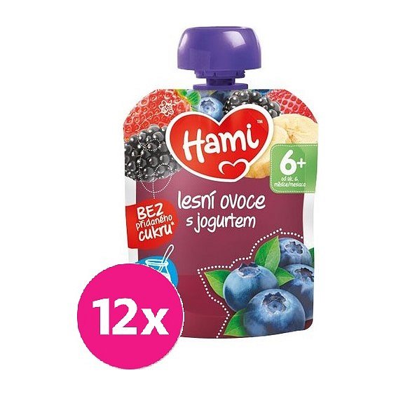 12x HAMI XXL ovocná kapsička Lesní ovoce s jogurtem 90 g, 6+