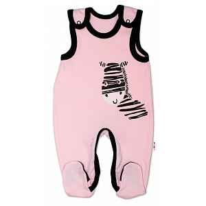 Baby Nellys Kojenecké bavlněné dupačky  Zebra - růžové vel.  56