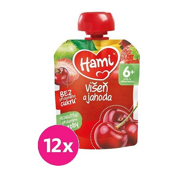 12x HAMI XXL ovocná kapsička Višeň a jahoda 90 g, 6+