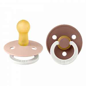 BIBS Dudlíky z přírodního kaučuku noční Colour 2ks, velikost 2 - Blush / Woodchuck