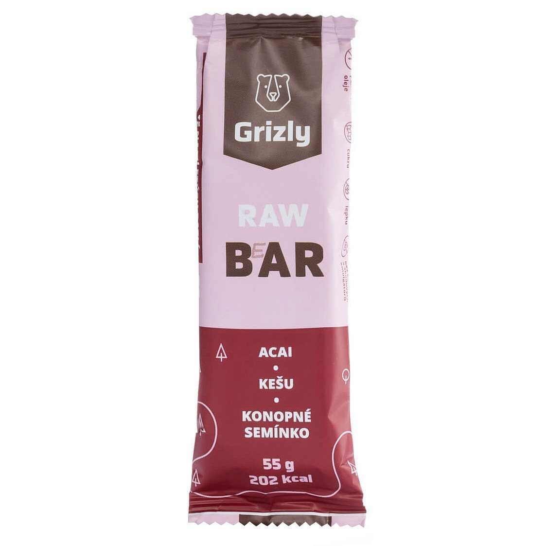 GRIZLY RAW Bar acai-kešu-konopné semínko 55g