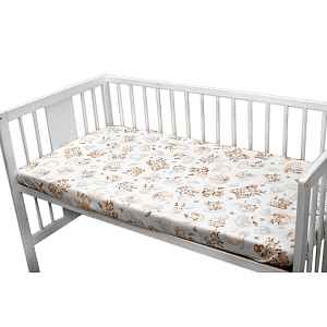 Baby Nellys Bavlněné prostěradlo do postýlky, Sny zvířátek, bílá/hnědá, 140x70 cm