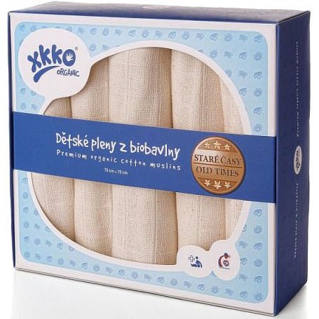 KIKKO Dětské pleny z biobavlny Staré časy 70x70 (5 ks) – natural