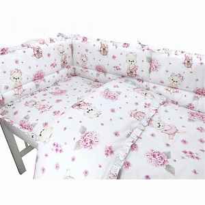 Miminu 3-dílná sada Mantinel s povlečením - Míša Baletka, růžová, 135 x 100 cm