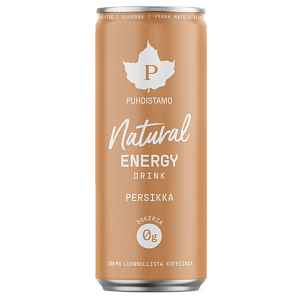 Puhdistamo Natural Energy Drink Peach, Energetický drink, Broskev, 330 ml