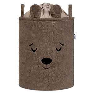 SIPO Koš na hračky Premium Bouclé se šňůrkou / 43 l, Bear (Brown)