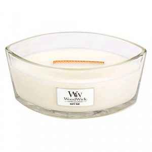 Woodwick White Teak vonná svíčka s dřevěným knotem (hearthwick) 453,6 g