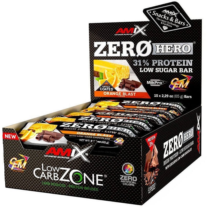 Amix Zero Hero 31% Protein Bar, Orange, 15x65g