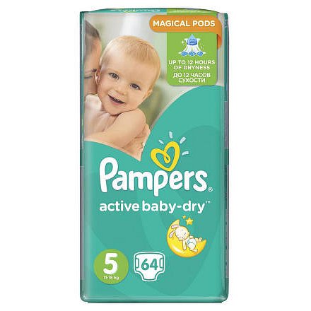 Pampers Active Baby-Dry Dětské pleny 5 junior 64 ks