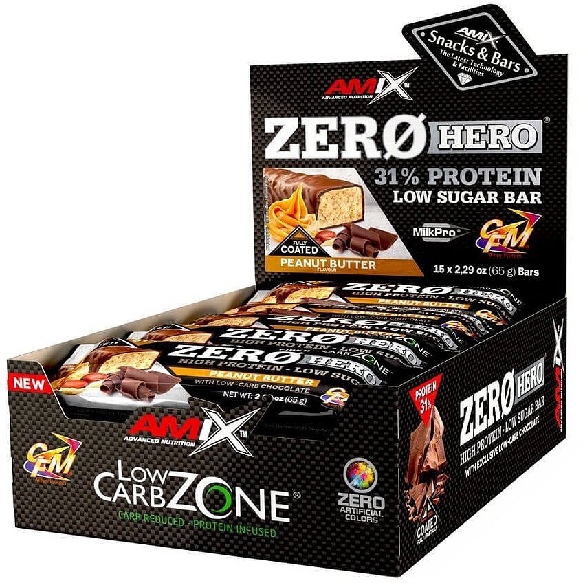 Amix Zero Hero 31% Protein Bar, Peanut-Butter-Cake, 15x65g