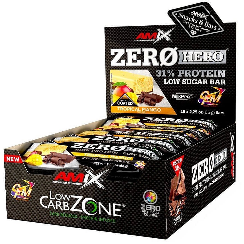 Amix Zero Hero 31% Protein Bar, Mango, 15x65g