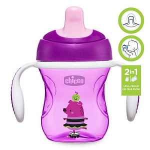 CHICCO Hrneček Training s držadly 200 ml fialový 6m+