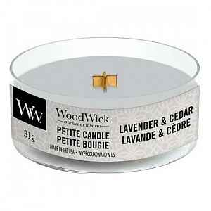 Aromatická malá svíčka s dřevěným knotem Lavender & Cedar 31 g