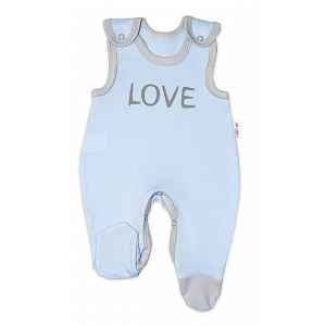 Baby Nellys Kojenecké bavlněné dupačky  Love - modré vel.  68