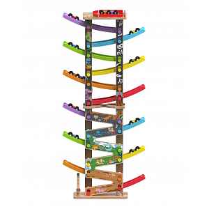 2Kids Toys Velká dřevěná závodní dráha 12 ramp – 36 dílů