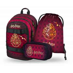 Baagl SET 3 Skate Harry Potter Bradavice vínový: batoh, penál, sáček