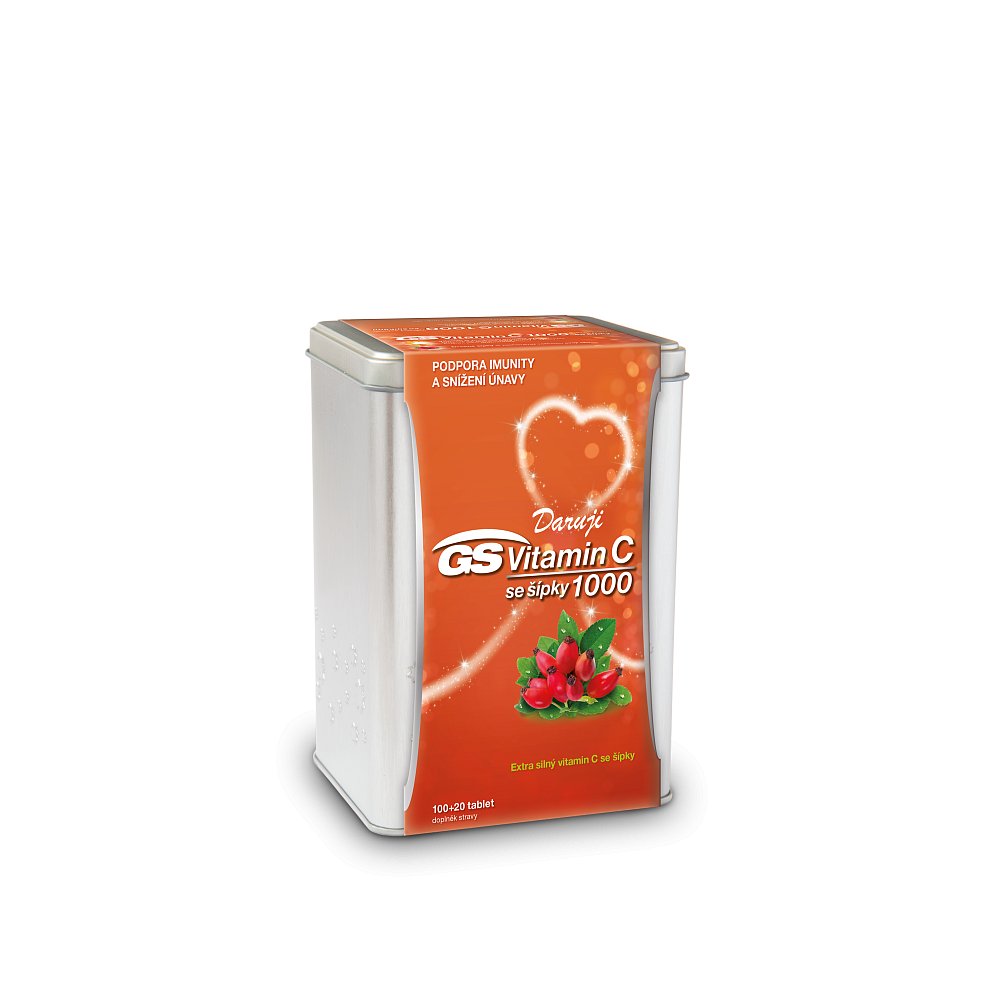 GS Vitamin C1000 + šípky v plechové krabičce 120 tablet