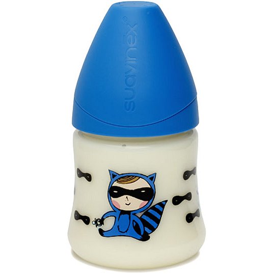 SUAVINEX Kojenecká láhev 150 ml, silikon, vel.1M, modrá kočka