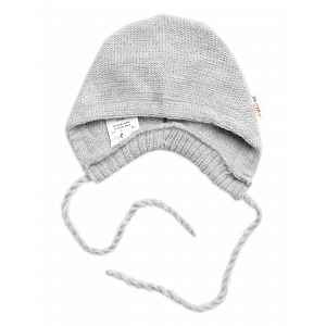 Baby Nellys Pletená čepička bonetka Boy, šedá, 68/74