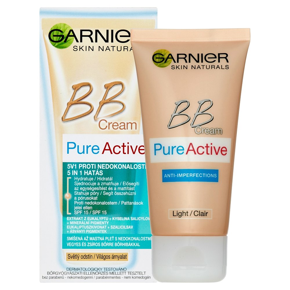 GARNIER Skin Naturals BB Cream Pure Active 5v1 proti nedokonalostem Světlý odstín 50 ml