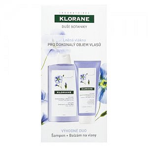 KLORANE Šampon s lněnými vlákny pro vlasy bez objemu 200ml + balzám 200ml