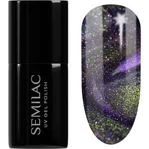 Semilac UV Hybrid Galaxy Flash gelový lak na nehty s použitím UV/LED lampy odstín 825 Cyber Violet 7 ml