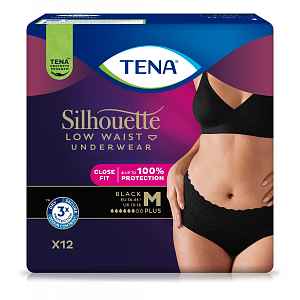 Tena Silhouette Low Waist Black Plus M inkontinenční kalhotky 12 ks