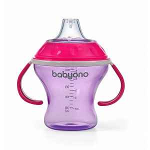 BABYONO Hrneček netekoucí s měkkým náustkem Natural Nursing 180 ml fialová