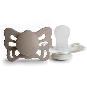 FRIGG Butterfly Size 1:0-6 months dudlík Portobello/Cream 2 ks