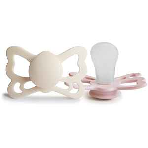 FRIGG Butterfly Size 2:6-18 months dudlík Cream/Blush 2 ks