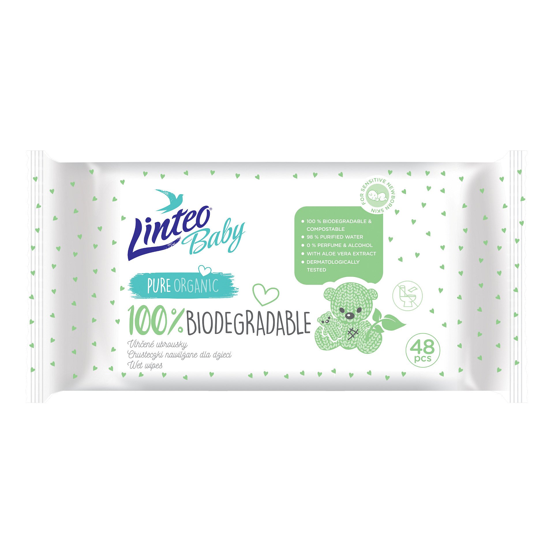 Linteo Baby Biodegradable vlhčené ubrousky 48 ks