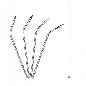 Lurch Trendy nerezová zahnutá brčka 00240993 -21,5 cm stříbrná (4 ks+ kartáček)