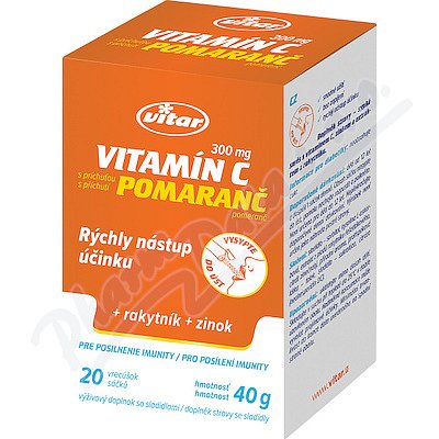 VITAR Vitamin C 300 mg+rakytník+zinek sáčky 20x2g - II. jakost