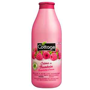 Cottage Moisturizing Shower Gel & Bath Milk - Raspberry Cream sprchový gel a mléko do koupele 97% přírodní  750 ml
