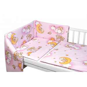 Baby Nellys Mantinel s povlečením Premium, , 3D sada, Medvídek na žebříku,růžový, 135x100cm
