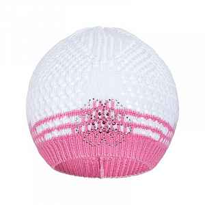 New Baby Pletená čepička  kytička růžová, vel. 104 (3-4r)