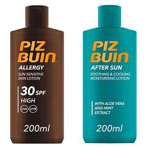 Piz Buin Set Allergy Lotion SPF 30 + After Sun Moisturising Lotion opalovací krém a zklidňující krém po opalování  200 ml + 200 ml