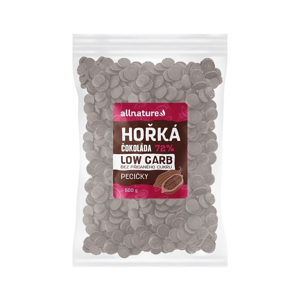 Allnature Čokoláda hořká 72% LOW CARB pecičky 500 g