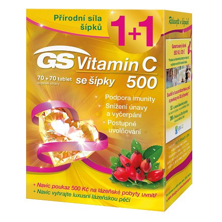 GS Vitamin C 500 se šípky 70+70tbl. + dárek