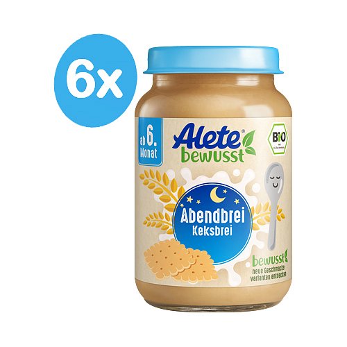 Alete BIO Příkrm kaše večerní sušenková 6m+ 6x190 g