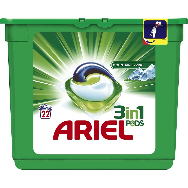 ARIEL Active Gel Mountain Spring (22ks) - gelové prací kapsle